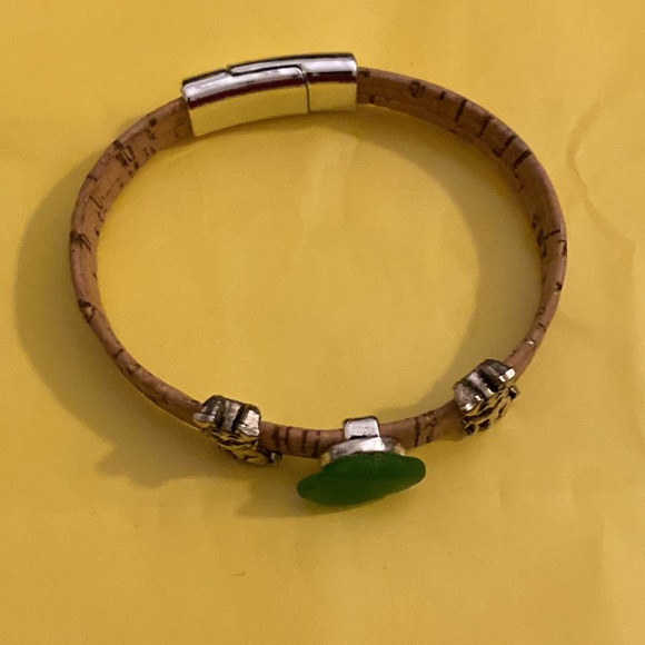 Handmade Cork Bracelet with Sea-Glass and Dog Charms - Picture 3 of 5